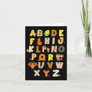 Erntedank Alphabet Funny Turkey Fall Preschool Karte