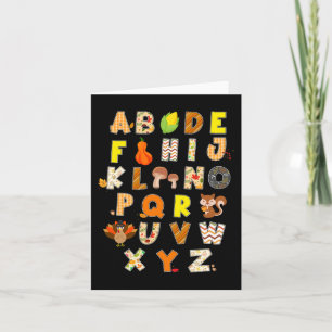 Erntedank Alphabet Funny Turkey Fall Preschool Karte