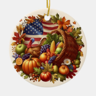 Erntedank/Amerikaner/Türkei/Fall Keramik Ornament