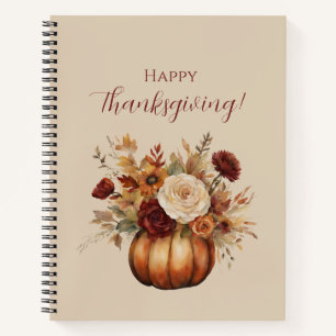Erntedank-Aquarellpumpen und Blume- Notizbuch