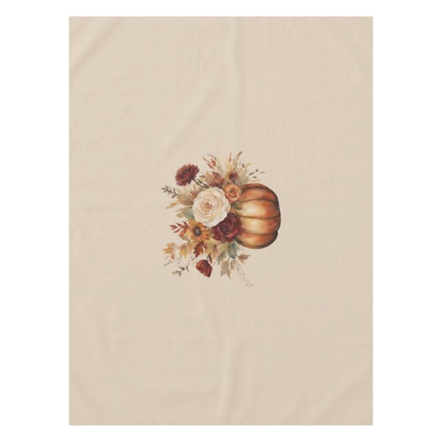 Erntedank-Aquarellpumpen und Blume- Tischdecke (Vorderseite)