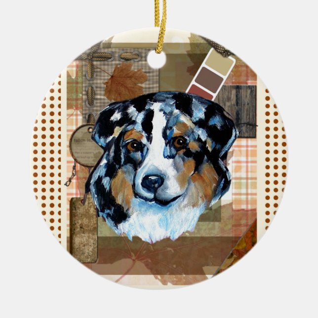 ERNTEDANK AUSTRALIAN SHEPHERD KERAMIK ORNAMENT (Vorne)
