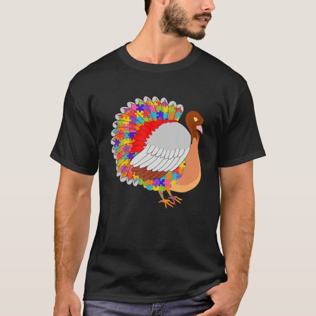 Erntedank Autismus Türkei Jigsaw Puzzle Gobble T-Shirt (Vorderseite)