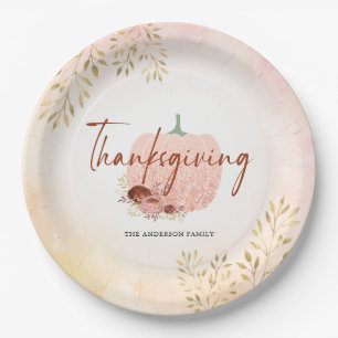 Erntedank Autuman Rose Gold Glitzer Pumpkin Pappteller