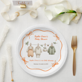 Erntedank Baby Shower Girl | Gemütliche Wäschelein Pappteller
