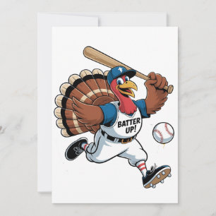 Erntedank Baseball Türkei Batter Gobbler Dankeskarte