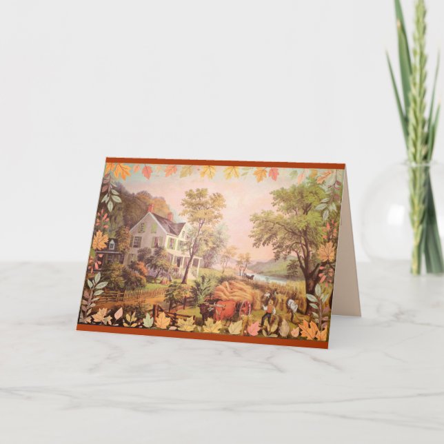 Erntedank Bauern Zuhause Harvest Dankeskarte (Vorderseite)