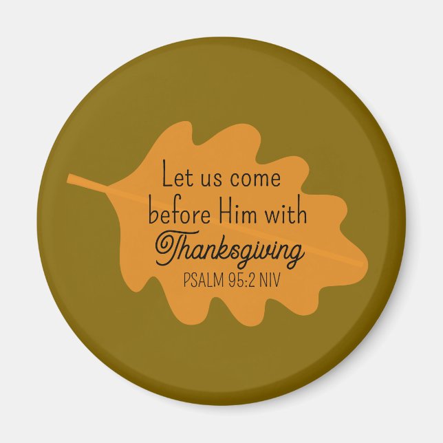 Erntedank Bibel Verse Orange Leaf Autumbraun Magnet (Vorne)
