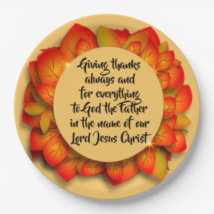 Erntedank Bibel Zitat Herbst Leaf Plakat Pappteller