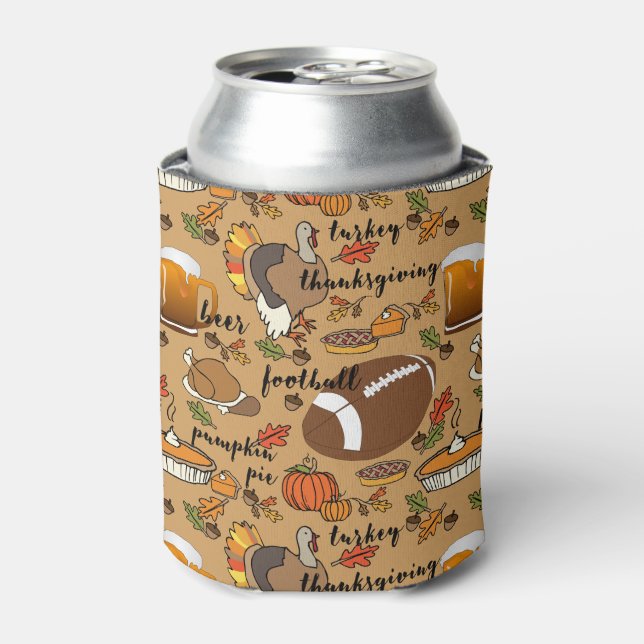 Erntedank, Bier, Türkei & Fußball Design Dosenkühler (Kanne Vorderseite)