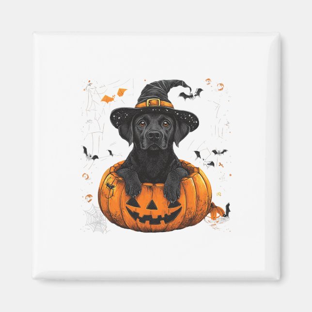 Erntedank "Black Lab Labrador Pumpkin Halloween" Magnet (Vorne)