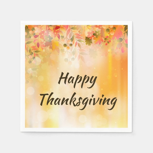 Erntedank Blätter Herbstsparkle Serviette (Vorderseite)