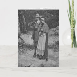 Erntedank Blessing - Pilgrim Couple Feiertagskarte
