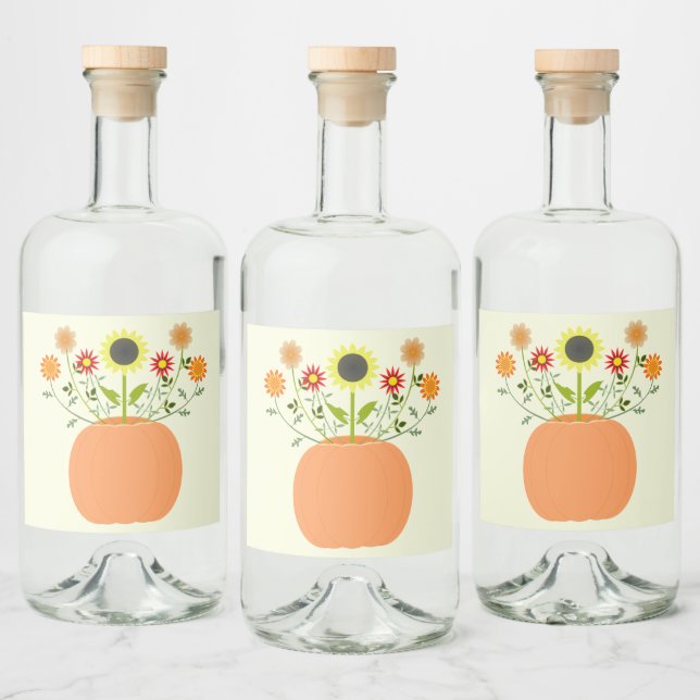 Erntedank Blume in Pumpkin Alkoholflaschenetikett (Flaschen)