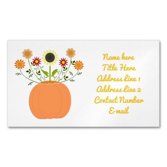 Erntedank-Blume in Pumpkin Custom Magnetische Visitenkarte (Vorderseite)