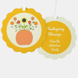 Erntedank-Blume in Pumpkin Custom Ornament Karte