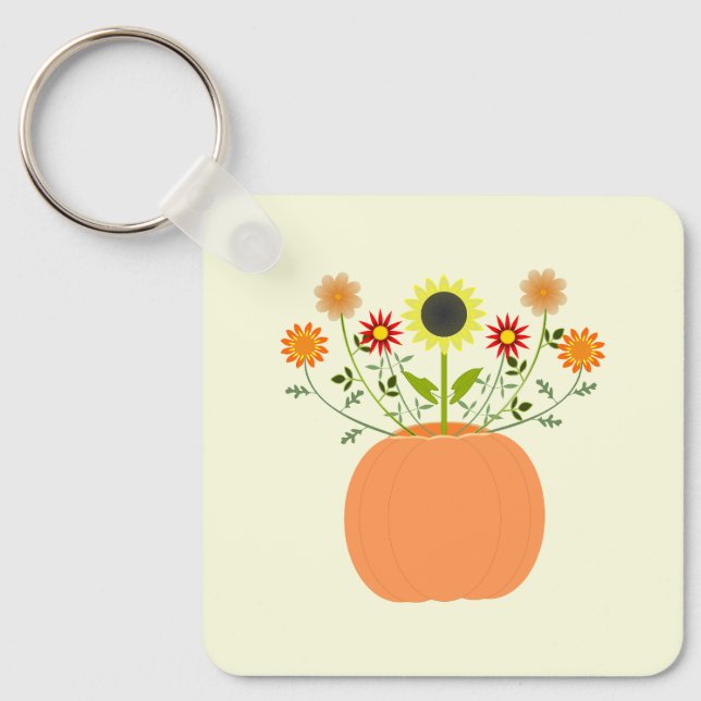 Erntedank-Blume in Pumpkin Custom Schlüsselanhänger (Vorderseite)