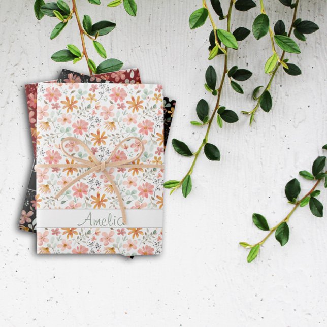 Erntedank Blume roter Mustername Geschenkpapier Set (Von Creator hochgeladen)