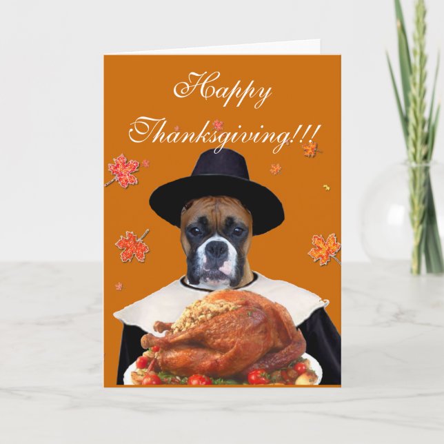 Erntedank Boxer Hundekarte Feiertagskarte (Vorderseite)