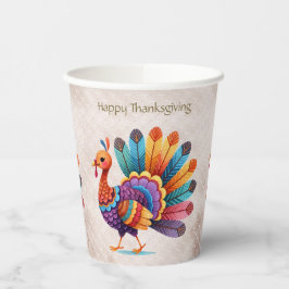 Erntedank Bright Feathers Türkei Paper Cups Pappbecher