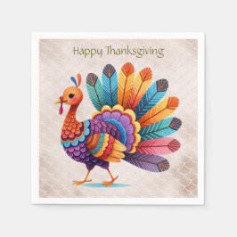 Erntedank Bright Feathers Turkey Napkins Serviette