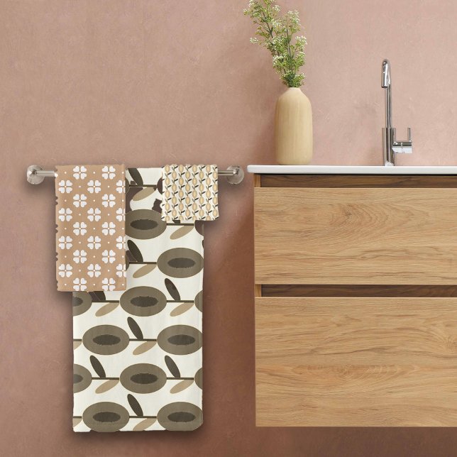 Erntedank Browns Floral Individuelle Name Badhandtuch Set (Von Creator hochgeladen)