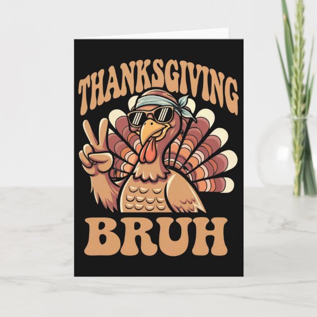 Erntedank Bruh Funny Turkey Fall Boys Karte (Vorderseite)