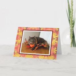Erntedank Card Kitty mit Herbstgarten Feiertagskarte
