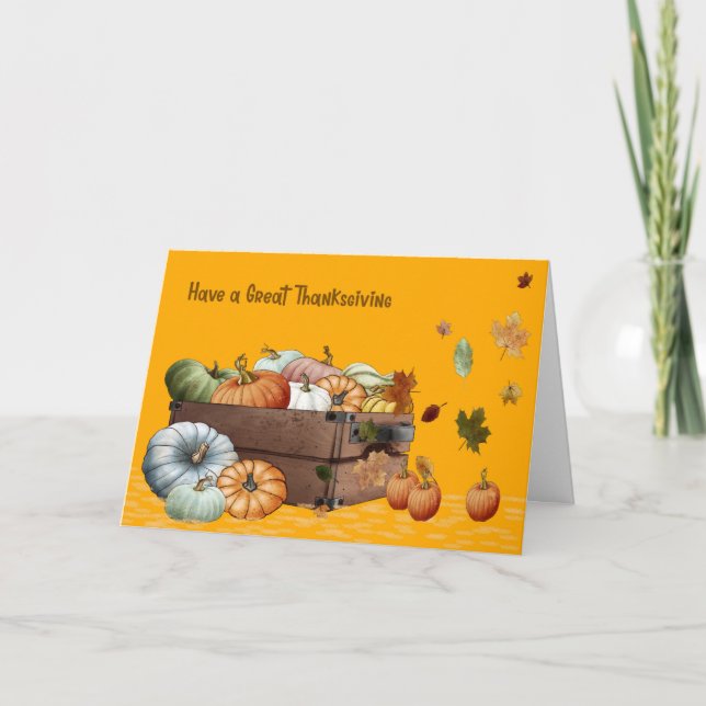 Erntedank Card mit Pumpkins & Blätter Karte (Vorderseite)