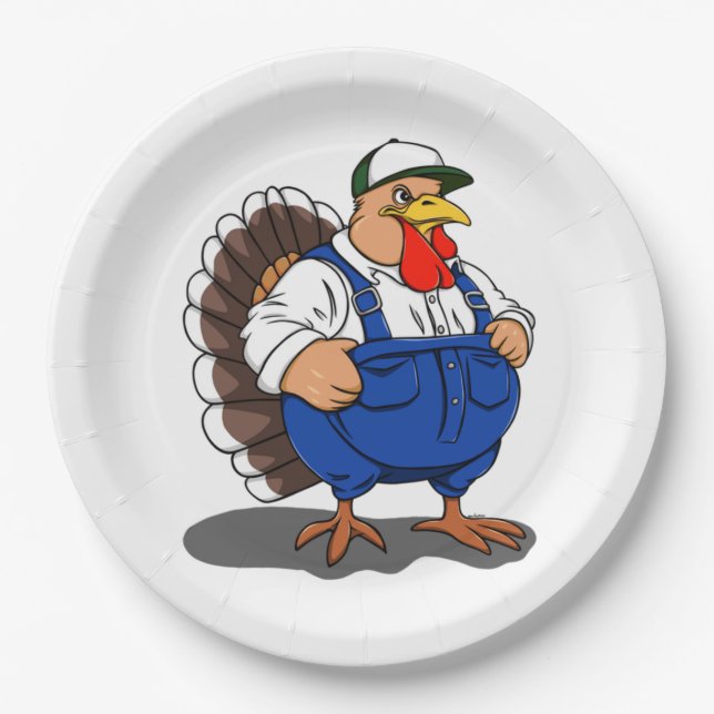 Erntedank, Cartoon Bauer Türkei, Pappteller (Vorderseite)