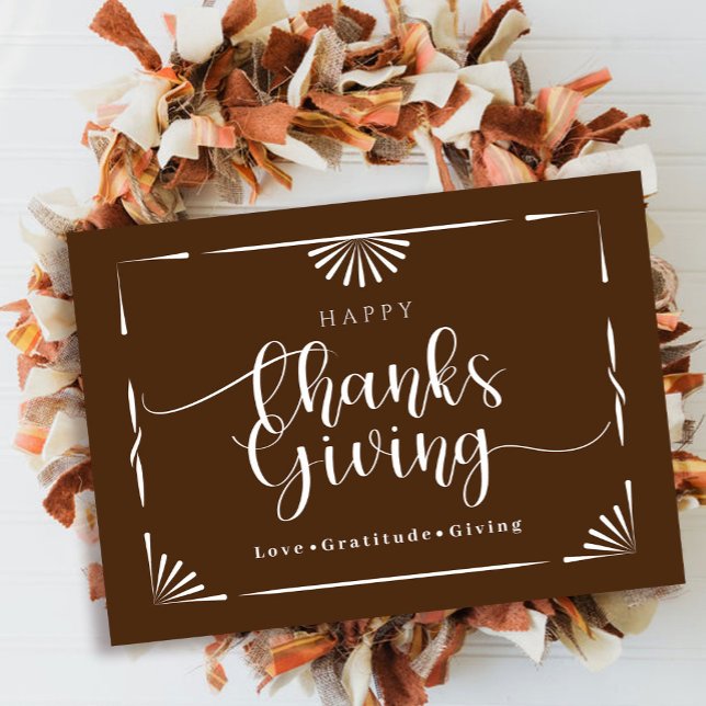Erntedank Chic Elegant Brown Feiertagskarte (Chic and trendy thanksgiving card. )