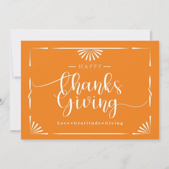 Erntedank Chic Elegante Orange Feiertagskarte (Vorderseite)