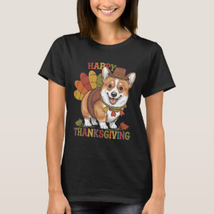 Erntedank-Corgi-Hund Truthahn T-Shirt