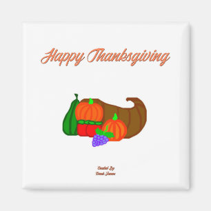 Erntedank Cornucopia 2 Inch Square Magnet