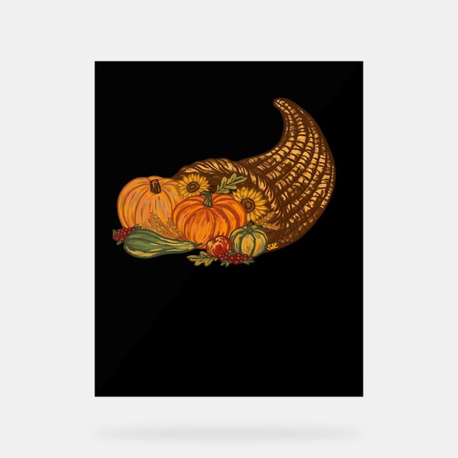 Erntedank Cornucopia Classic T - Shirt Acrylschild (Vorderseite)