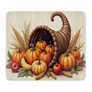 Erntedank Cornucopia Glas Cutting Board Schneidebrett