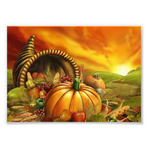 Erntedank Cornucopia-Kürbis Fotodruck