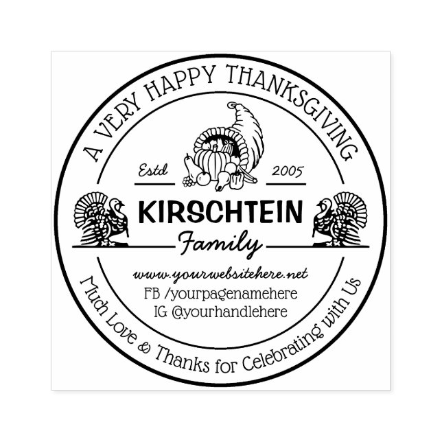 Erntedank Cornucopia Türkei Familienfest Gefallen Gummistempel (Prägung)