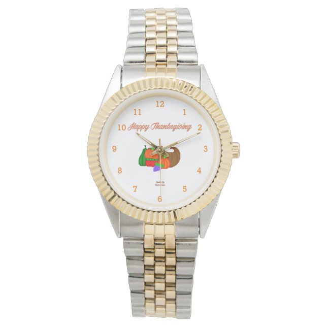 Erntedank Cornucopia Zwei-Tone-Armband Watch Armbanduhr (Vorderseite)