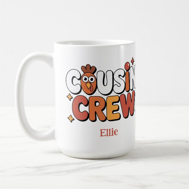 Erntedank Cousin Crew Typografie Kaffeetasse (Links)