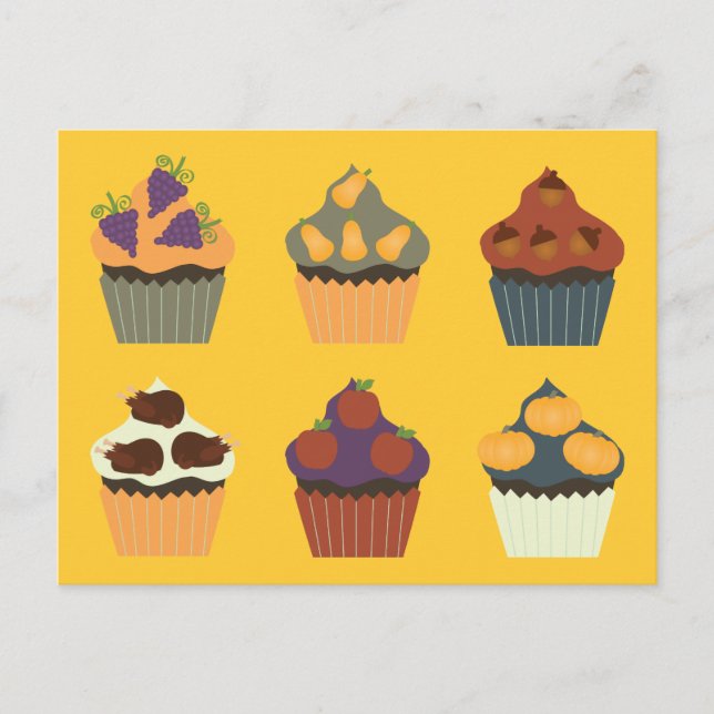 Erntedank Cupcakes Feiertagspostkarte (Vorderseite)
