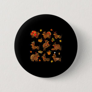Erntedank Dachshund Lustiger Truthahn Wiener Hund Button