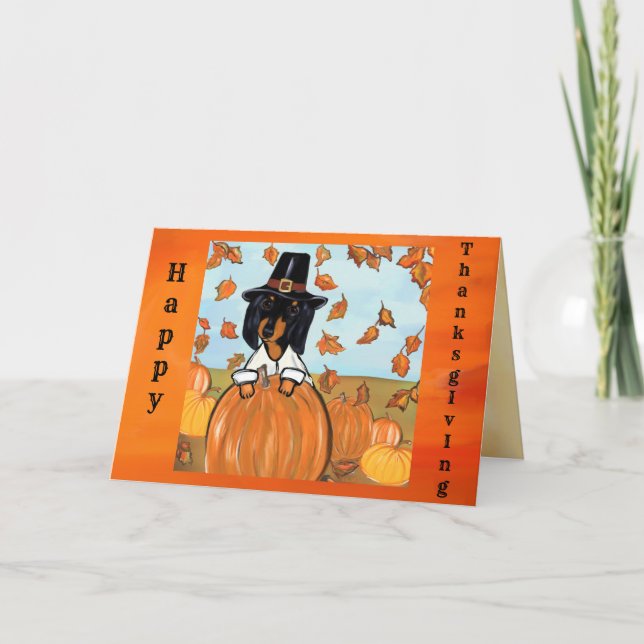 Erntedank Dackel Karte (Vorderseite)