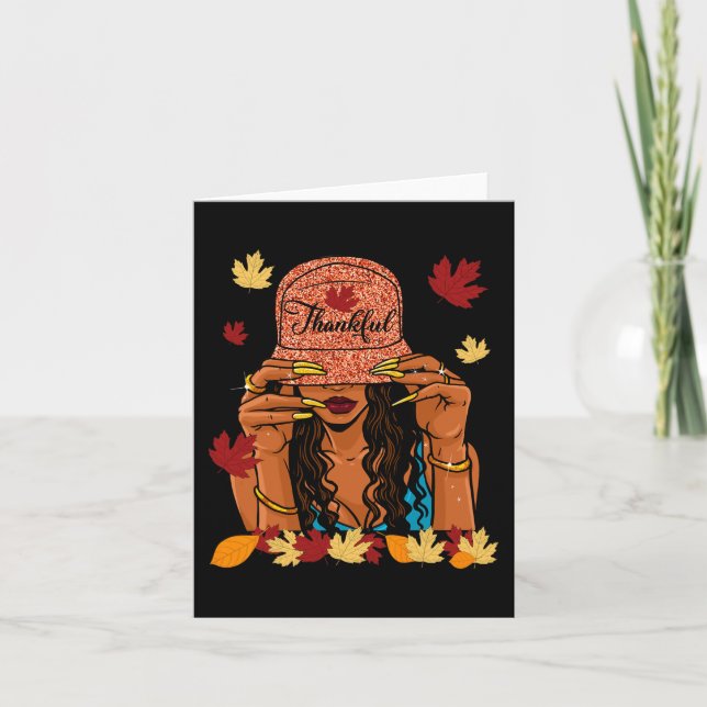Erntedank Dank Afroamerikanischer Herbst Karte (Vorderseite)