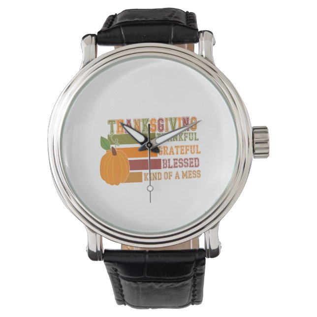 Erntedank dankbar dankbar gesegnet armbanduhr (Vorderseite)
