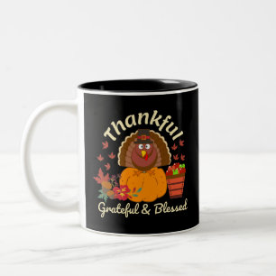 Erntedank Dankbar und gesegnet Zweifarbige Tasse