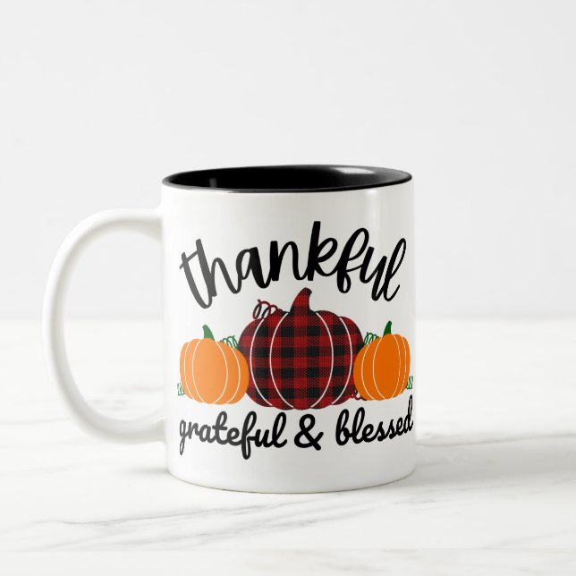 Erntedank Dankbar Zweifarbige Tasse (Links)