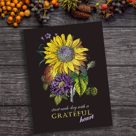 Erntedank Dankbarkeit Vintage Sonnenblumenblume Postkarte