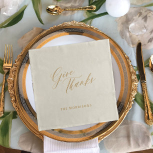 Erntedank danken goldenem Drehbuch Familienname Servietten Mit Folie