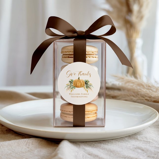 Erntedank Dankeschön an Orange Pumpkin Runder Aufkleber (Von Creator hochgeladen)